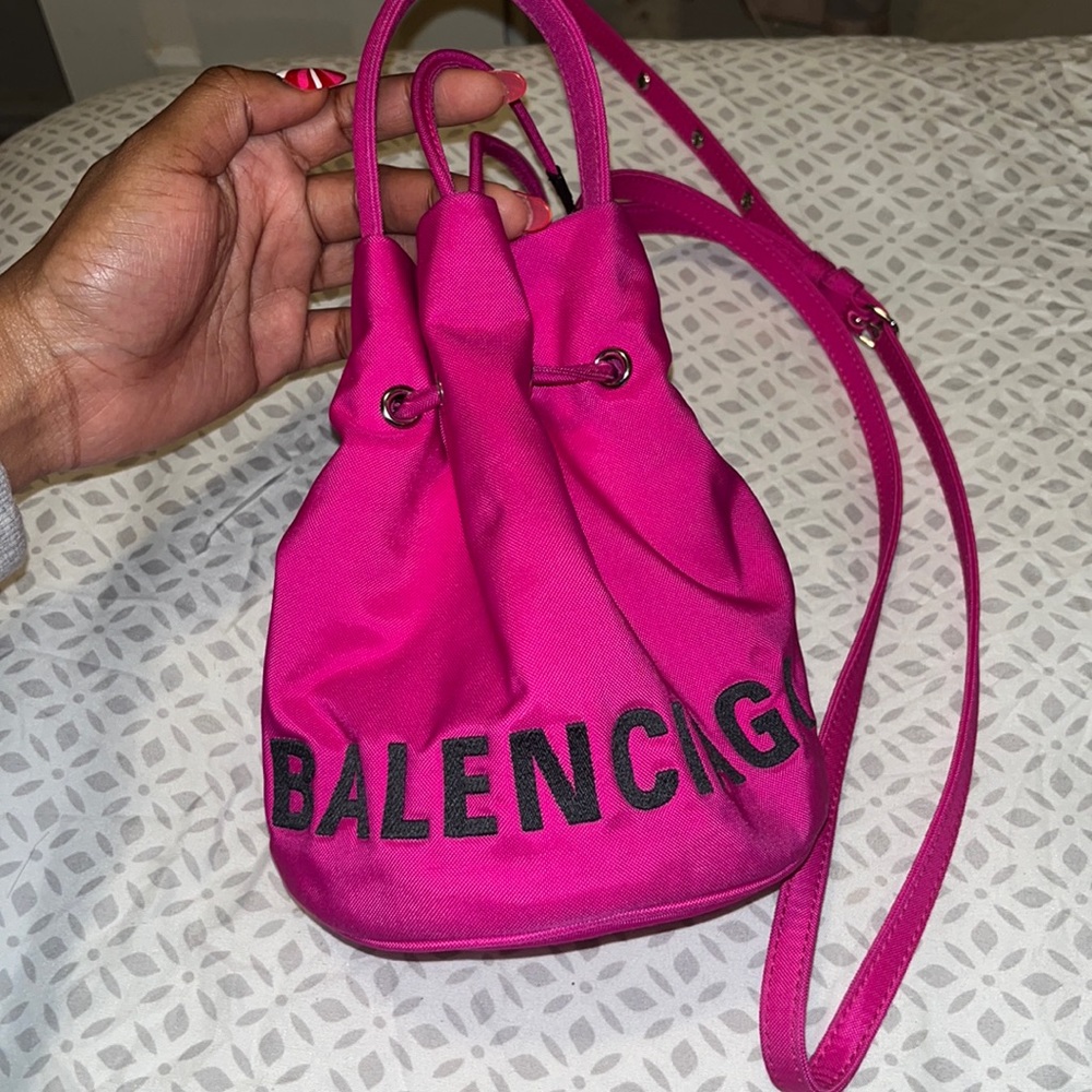 Balenciaga wheel drawstring bag. Pink